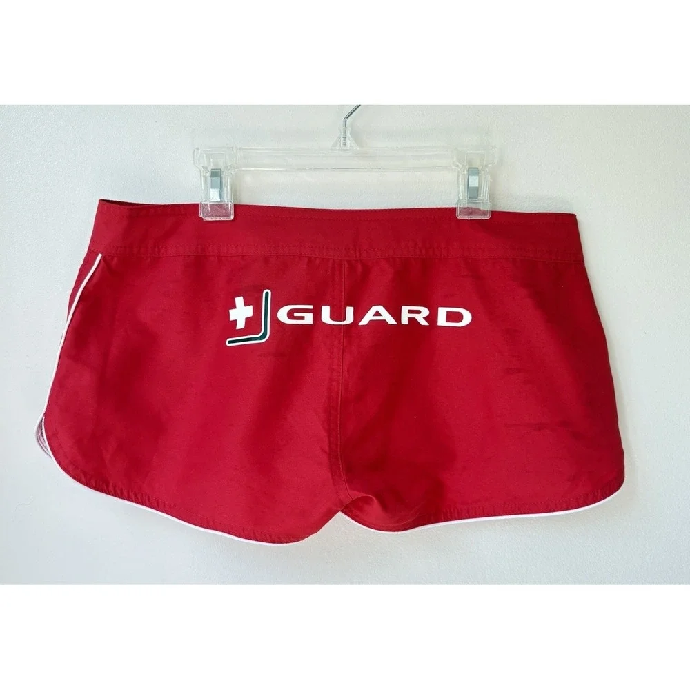 Nike Swim Women's Guard Shorts Small Red Lifeguard Retro Drawstring Summer